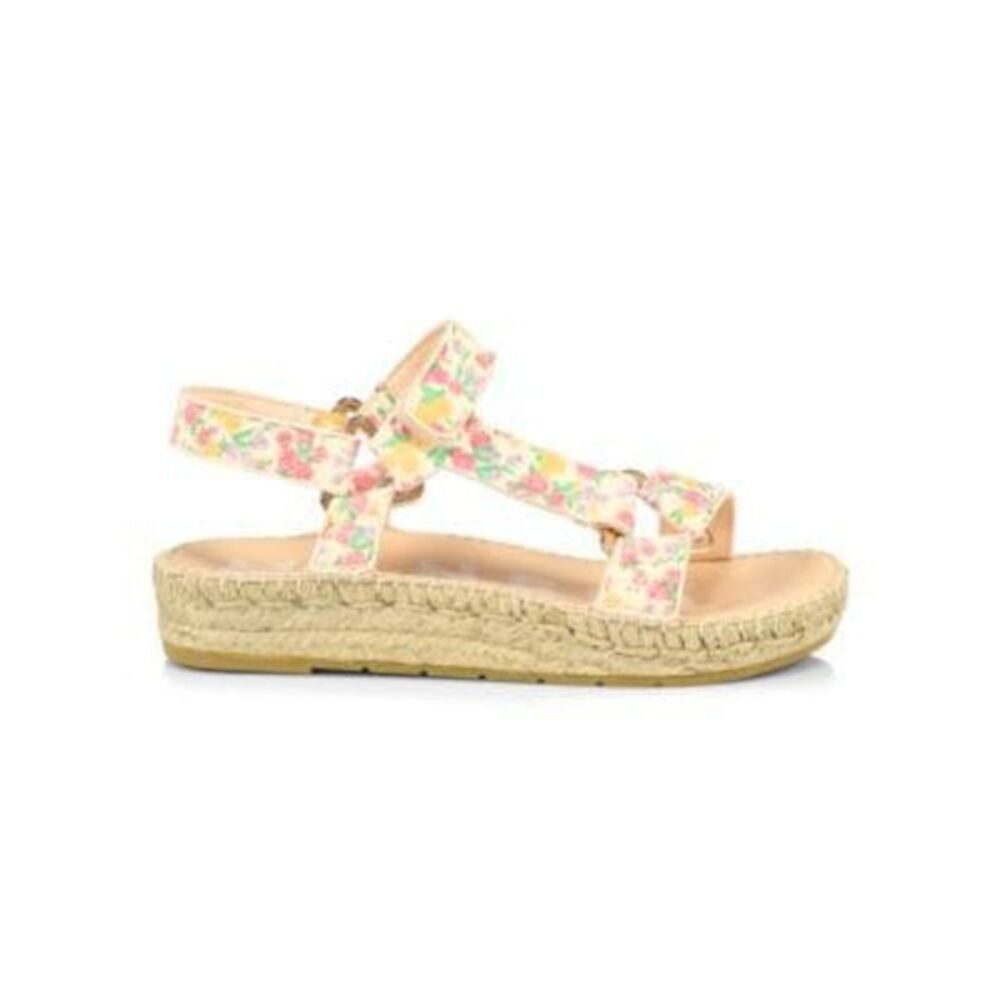 MANEBI LoveShackFancy Womens Ivory 1" Platform Open Wedge Suede Espadrilles 40